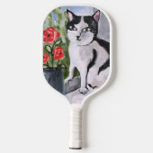 猫おもしろい、ミルク、魔法。 ピックルボールラケット (裏面)