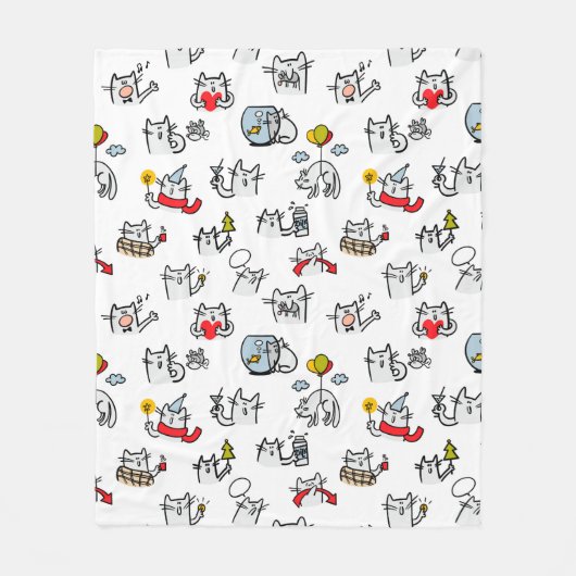 猫おもしろい、ミルク、魔法。 フリースブランケット (正面)