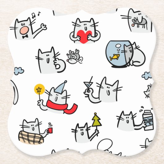 猫おもしろい、ミルク、魔法。 ペーパーコースター (正面)