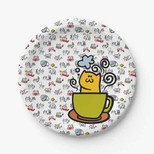 猫おもしろい、ミルク、魔法。 ペーパープレート (正面)