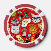 猫おもしろい、ミルク、魔法。 ポーカーチップ (裏面)