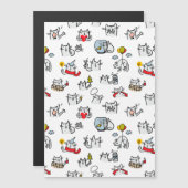 猫おもしろい、ミルク、魔法。 マグネット招待状 (正面/裏面)