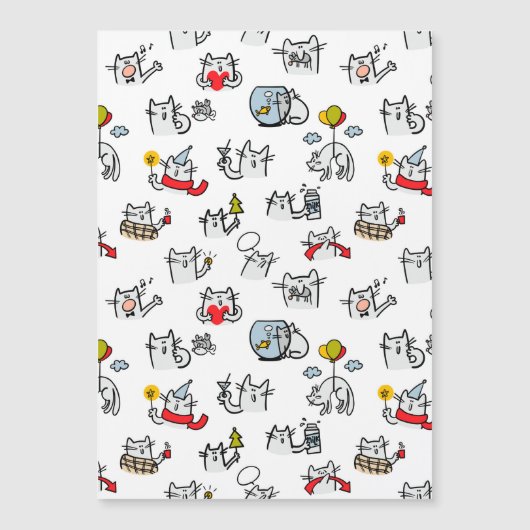 猫おもしろい、ミルク、魔法。 マグネット招待状 (正面)