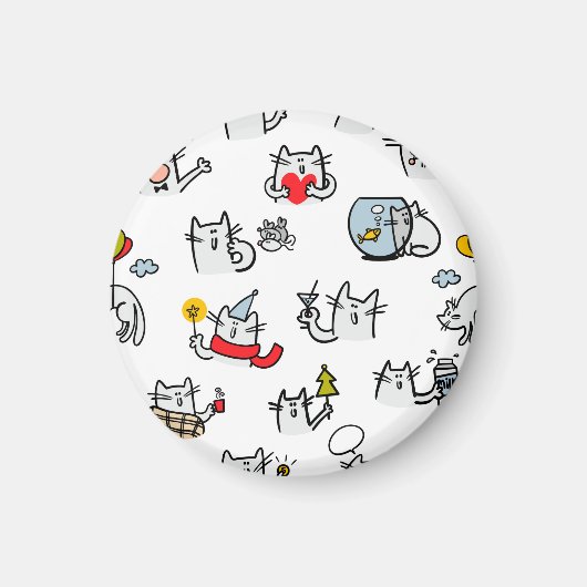 猫おもしろい、ミルク、魔法。 マグネット (正面)