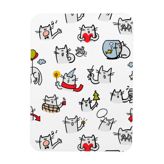 猫おもしろい、ミルク、魔法。 マグネット (縦)