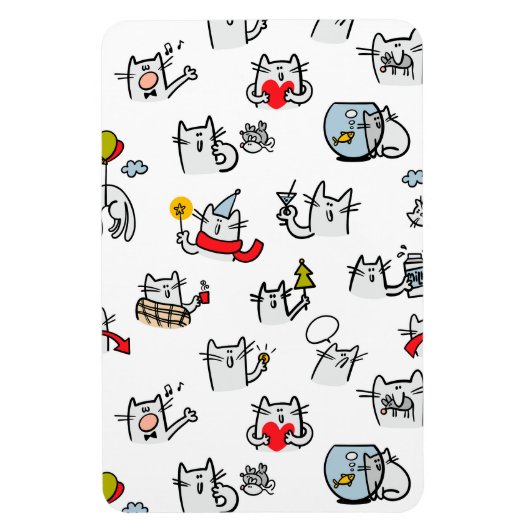 猫おもしろい、ミルク、魔法。 マグネット (縦)