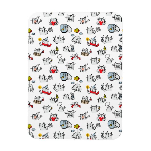 猫おもしろい、ミルク、魔法。 マグネット (縦)