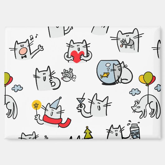 猫おもしろい、ミルク、魔法。 マグネット (正面)