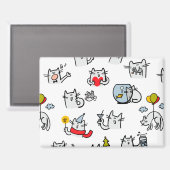 猫おもしろい、ミルク、魔法。 マグネット (正面/裏面)