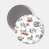 猫おもしろい、ミルク、魔法。 マグネット (正面/裏面)