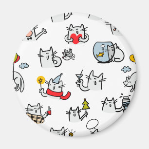 猫おもしろい、ミルク、魔法。 マグネット