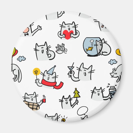 猫おもしろい、ミルク、魔法。 マグネット (正面)