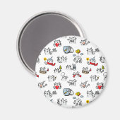 猫おもしろい、ミルク、魔法。 マグネット (正面/裏面)