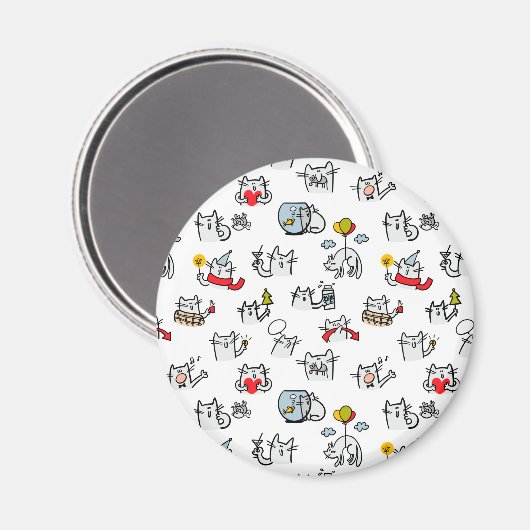 猫おもしろい、ミルク、魔法。 マグネット (正面/裏面)