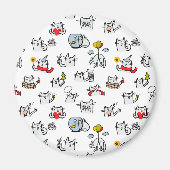 猫おもしろい、ミルク、魔法。 マグネット (正面)