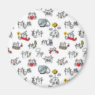 猫おもしろい、ミルク、魔法。 マグネット