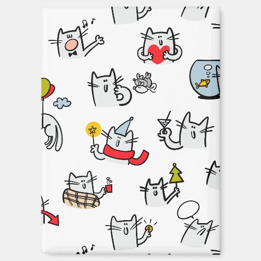 猫おもしろい、ミルク、魔法。 マグネット (正面)
