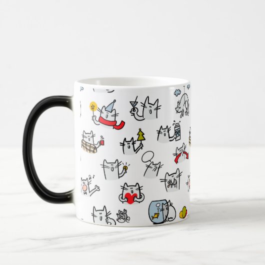 猫おもしろい、ミルク、魔法。 モーフィングマグカップ (左)