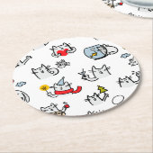 猫おもしろい、ミルク、魔法。 ラウンドペーパーコースター (アングル)