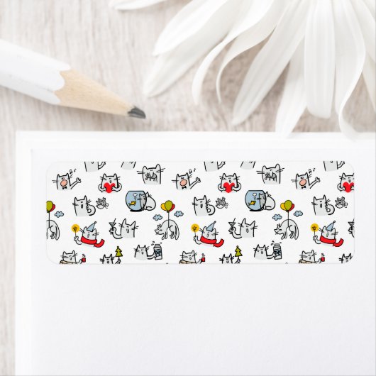 猫おもしろい、ミルク、魔法。 ラベル (インサイチュ)