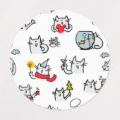猫おもしろい、ミルク、魔法。 ラベル (デザイン1)