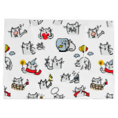 猫おもしろい、ミルク、魔法。 ラージペーパーバッグ (裏面)