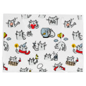 猫おもしろい、ミルク、魔法。 ラージペーパーバッグ (裏面)