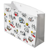 猫おもしろい、ミルク、魔法。 ラージペーパーバッグ (裏面アングル)