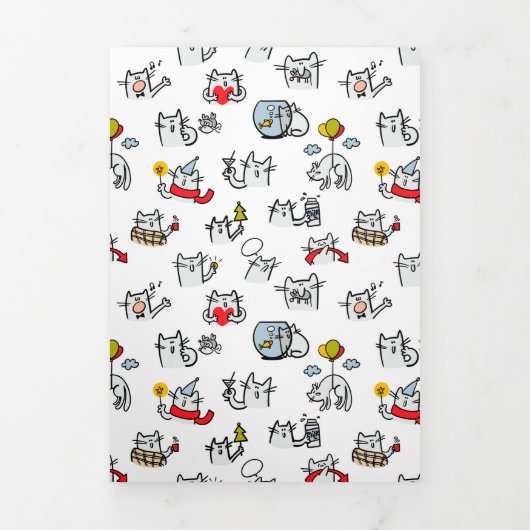 猫おもしろい、ミルク、魔法。 三つ折り招待状 (カバー)