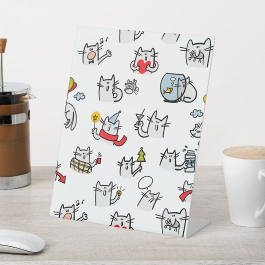 猫おもしろい、ミルク、魔法。 台座サイン (インサイチュ)