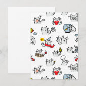 猫おもしろい、ミルク、魔法。 招待状 (正面/裏面)