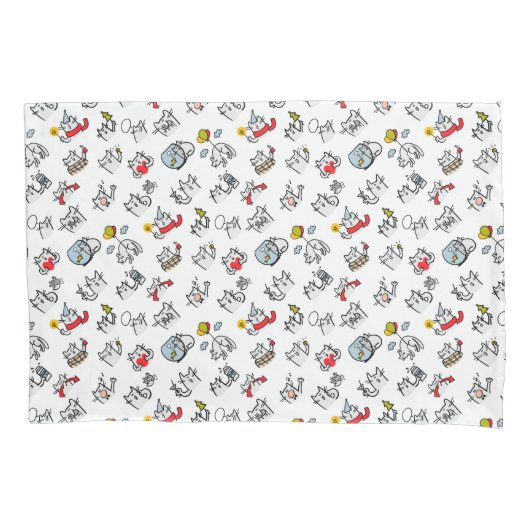 猫おもしろい、ミルク、魔法。 枕カバー (正面)