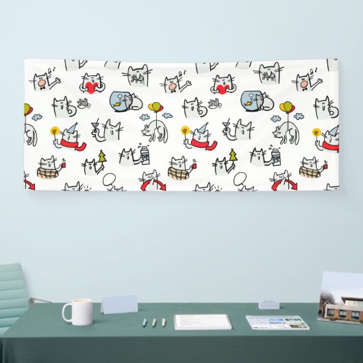 猫おもしろい、ミルク、魔法。 横断幕 (トレードショー)