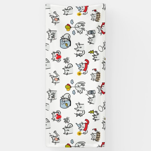 猫おもしろい、ミルク、魔法。 横断幕 (縦)