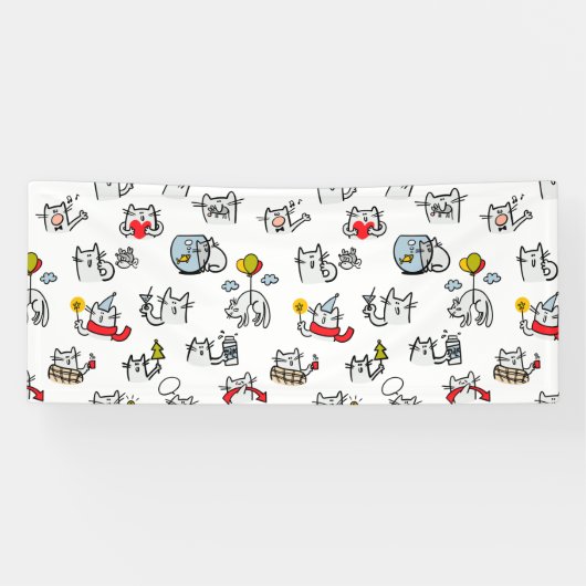 猫おもしろい、ミルク、魔法。 横断幕 (横)