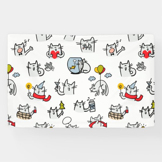 猫おもしろい、ミルク、魔法。 横断幕 (横)