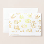 猫おもしろい、ミルク、魔法。 箔カード (裏面封筒付き)