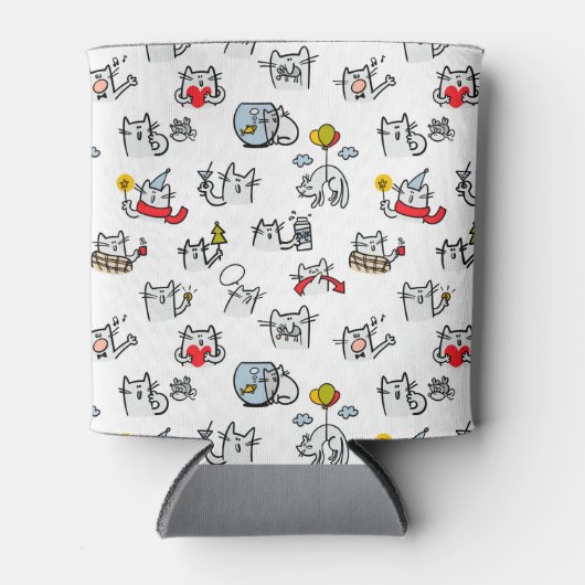 猫おもしろい、ミルク、魔法。 缶クーラー (正面)