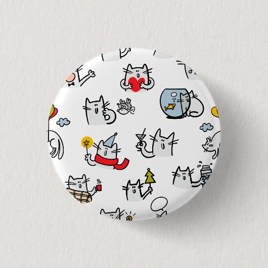 猫おもしろい、ミルク、魔法。 缶バッジ (正面)