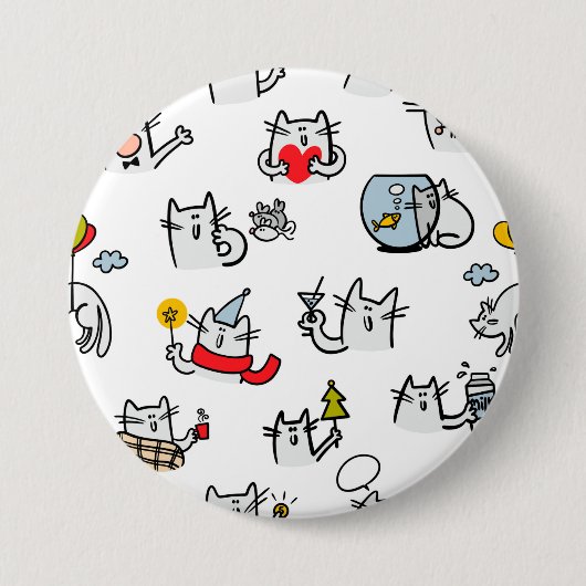猫おもしろい、ミルク、魔法。 缶バッジ (正面)