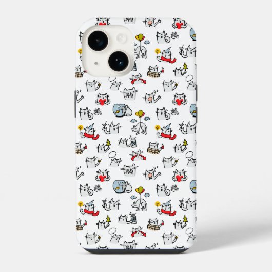 猫おもしろい、ミルク、魔法。 iPhoneケース (裏面)