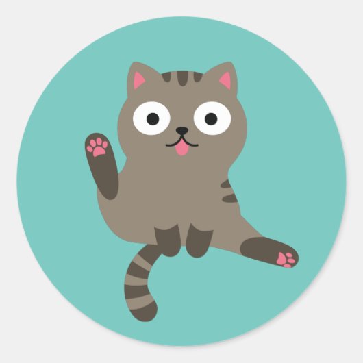 猫おもしろい ラウンドシール (正面)