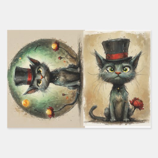 猫おもしろい ラッピングペーパーシート (正面)