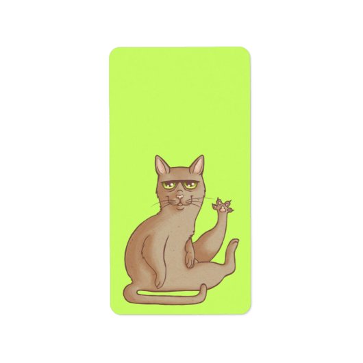 猫おもしろい ラベル (正面)