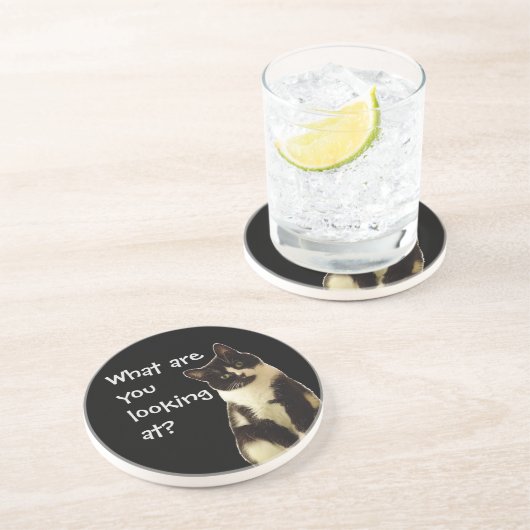 猫おもしろい「何を見てるんだ！」 コースター (側面)