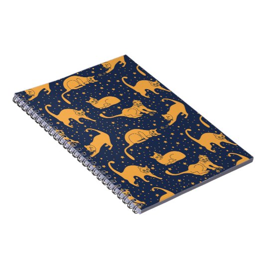 猫おもしろい、星、宇宙柄。 ノートブック (右側)