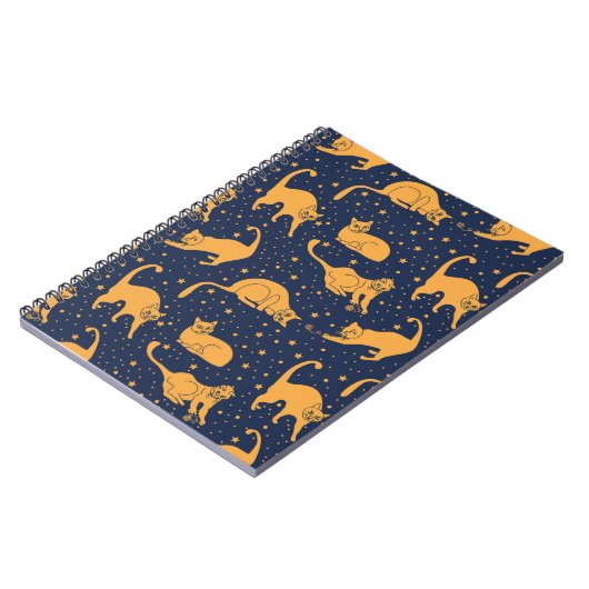 猫おもしろい、星、宇宙柄。 ノートブック (左側)