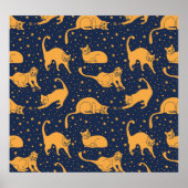 猫おもしろい、星、宇宙柄。 ポスター (正面)