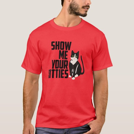 猫おもしろい、猫ちゃんを見せいけなろ Tシャツ (正面)