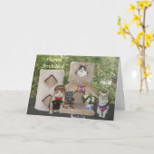 猫おもしろい/猫ちゃんハッピーバースデーが家から カード (黄色い花)